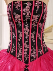 Quinceanera Dress Hot Pink 2013 New Arrival Strapkess Embroidery Decorate