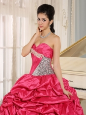 Appliques and Pick-ups Quinceanera Dress Hot Pink Beaded For Custom Made