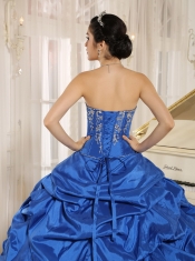 Quinceanera Dress Luxurious Blue and White With Embroidery Sweetheart Pick-ups 2013
