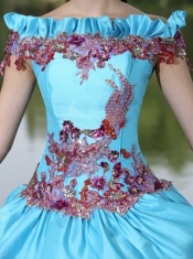 Quinceanera Dress Off The Shoulder Appliques Ball Gown  For 2013 Floor-length Tiered Exclusive Style