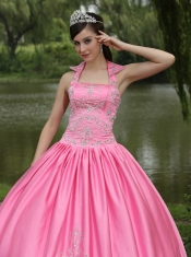 Quinceanera Dress Rose Pink 2013 New Arrival Square Neckline Beaded Decorate