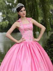 Quinceanera Dress Rose Pink 2013 New Arrival Square Neckline Beaded Decorate