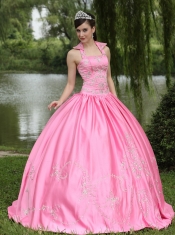 Quinceanera Dress Rose Pink 2013 New Arrival Square Neckline Beaded Decorate