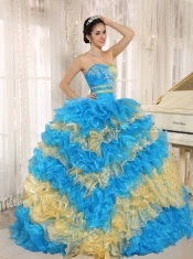 Multi-color Quinceanera Dress Stylish Ruffles With Appliques Sweetheart