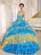 Multi-color Quinceanera Dress Stylish Ruffles With Appliques Sweetheart