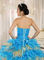 Multi-color Quinceanera Dress Stylish Ruffles With Appliques Sweetheart
