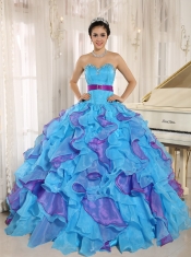 Quinceanera Dress Stylish Multi-color Sweetheart Ruffles With Appliques