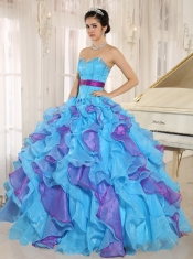 Quinceanera Dress Stylish Multi-color Sweetheart Ruffles With Appliques