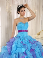 Quinceanera Dress Stylish Multi-color Sweetheart Ruffles With Appliques