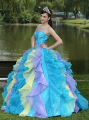 Quinceanera Dress Sweet Appliques Ruffles Layered Colorful Wear For Graduation