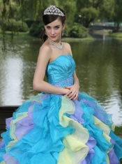 Quinceanera Dress Sweet Appliques Ruffles Layered Colorful Wear For Graduation