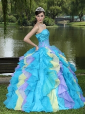 Quinceanera Dress Sweet Appliques Ruffles Layered Colorful Wear For Graduation