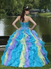 Quinceanera Dress Sweet Appliques Ruffles Layered Colorful Wear For Graduation