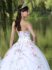 Quinceanera Dress Sweetheart Organza For Sweet 16 With Appliques Decorate