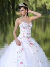 Quinceanera Dress Sweetheart Organza For Sweet 16 With Appliques Decorate