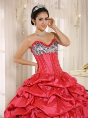 Quinceanera Dress  Watermelon and Black Sweetheart Ruffles With Floor-length