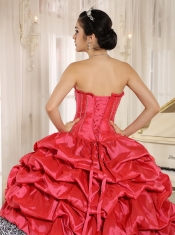 Quinceanera Dress  Watermelon and Black Sweetheart Ruffles With Floor-length