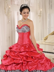 Quinceanera Dress  Watermelon and Black Sweetheart Ruffles With Floor-length