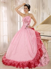 Quinceanera Dress With Applqiues and Hand Made Flowers