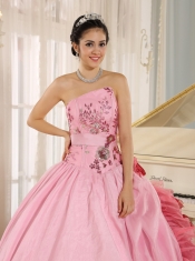 Quinceanera Dress With Applqiues and Hand Made   Flowers