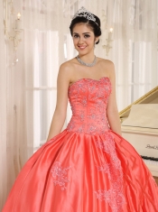 Quinceanera Dress With Beading Decorate On Taffeta Watermelon Sweetheart