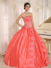 Quinceanera Dress With Beading Decorate On Taffeta Watermelon Sweetheart