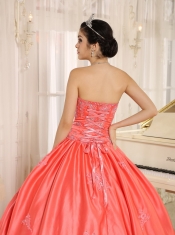 Quinceanera Dress With Beading Decorate On Taffeta Watermelon Sweetheart
