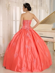 Quinceanera Dress With Beading Decorate On Taffeta Watermelon Sweetheart