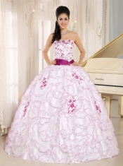 Quinceanera Dress With Embroidery Decorate White Organza Strapless