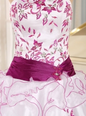 Quinceanera  Dress With Embroidery Decorate White   Organza Strapless