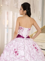 Quinceanera  Dress With Embroidery Decorate White   Organza Strapless