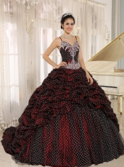 Quinceanera Gowns Special Fabric Pick-ups Spagetti Straps Appliques Decorate