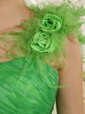 Quinceanera Dress With Embroidery and Pick-ups Decorate Spring Green One Shoulder