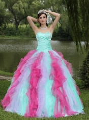 Quinceanera Dress Colorful Sweetheart Graduation With Beaded Decorate Ruffle Layers