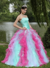 Quinceanera Dress Colorful Sweetheart Graduation With Beaded Decorate Ruffle Layers