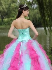 Quinceanera Dress Colorful Sweetheart Graduation With Beaded Decorate Ruffle Layers