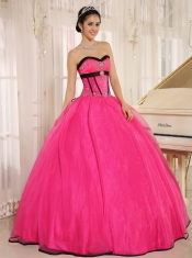 Qunceanera Dress With Hot Pink Sweetheart Beaded Decorate Organza