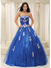 Quinceanera Dress With Appliques Paillette Over Skirt Tulle