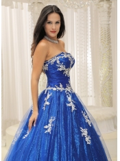 Quinceanera Dress With Appliques Paillette Over Skirt Tulle