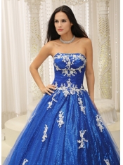 Quinceanera Dress With Appliques Paillette Over Skirt Tulle