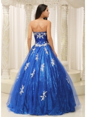 Quinceanera Dress With Appliques Paillette Over Skirt Tulle