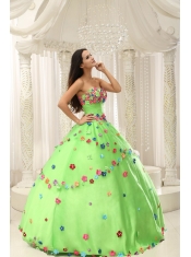 Quninceaera Gown For Custom Made Appliques Decorate Bodice