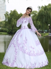 Quinceanera Dress Wholesale Embroidery Long Sleeves With Square Neckline