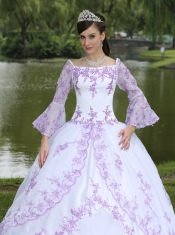 Quinceanera Dress Wholesale Embroidery Long Sleeves With Square Neckline