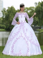 Quinceanera Dress Wholesale Embroidery Long Sleeves With Square Neckline