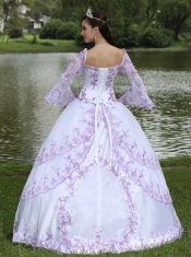 Quinceanera Dress Wholesale Embroidery Long Sleeves With Square Neckline