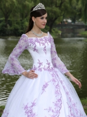 Quinceanera Dress Wholesale Embroidery Long Sleeves With Square Neckline