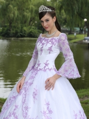 Quinceanera Dress Wholesale Embroidery Long Sleeves With Square Neckline