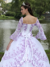 Quinceanera Dress Wholesale Embroidery Long Sleeves With Square Neckline