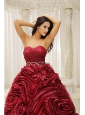 Quinceanera Dress With Sweetheart Neckline Beaded Decorate Waist Hand Made Flower A-line Formal Evening